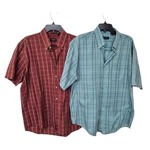 Van Heusen Check Short Sleeve Button Down Shirt 3 Pieces Set Men's Size Large